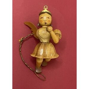 Vintage German Ergebirge Angel Playing Christmas Ornament